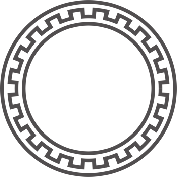 Greek round border. Circle meander frame with ancient ornament. Roman Mediterranean pattern decor png