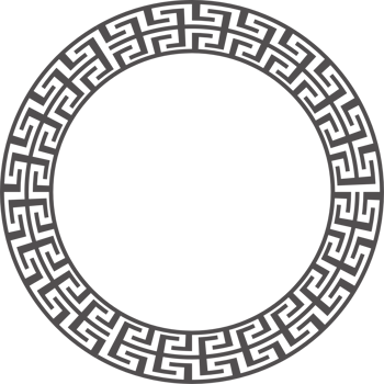Greek round border. Circle meander frame with ancient ornament. Roman Mediterranean pattern decor png
