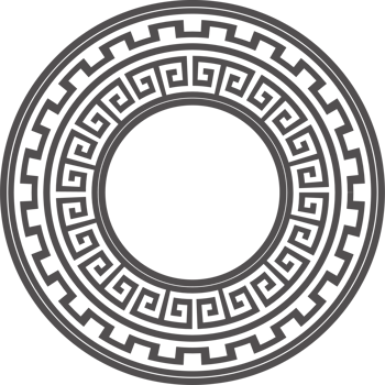 Greek round border. Circle meander frame with ancient ornament. Roman Mediterranean pattern decor png