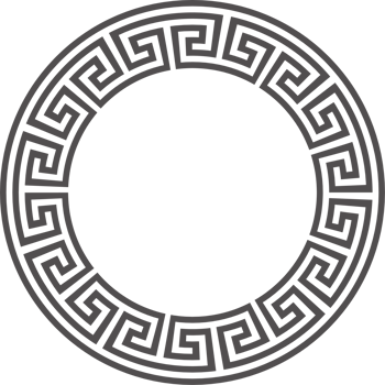 Greek round border. Circle meander frame with ancient ornament. Roman Mediterranean pattern decor png