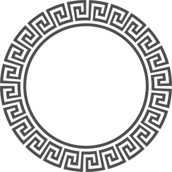 Greek round border. Circle meander frame with ancient ornament. Roman Mediterranean pattern decor png