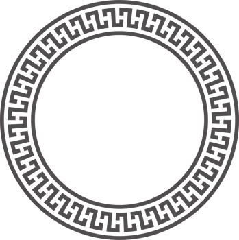Greek round border. Circle meander frame with ancient ornament. Roman Mediterranean pattern decor png