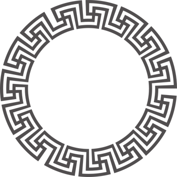 Greek round border. Circle meander frame with ancient ornament. Roman Mediterranean pattern decor png