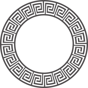 Greek round border. Circle meander frame with ancient ornament. Roman Mediterranean pattern decor png