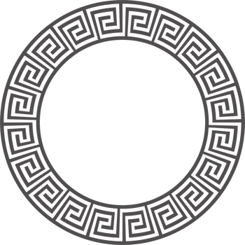 Greek round border. Circle meander frame with ancient ornament. Roman Mediterranean pattern decor png