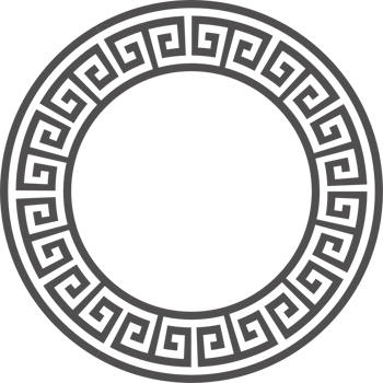 Greek round border. Circle meander frame with ancient ornament. Roman Mediterranean pattern decor png