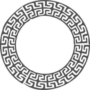 Greek round border. Circle meander frame with ancient ornament. Roman Mediterranean pattern decor png