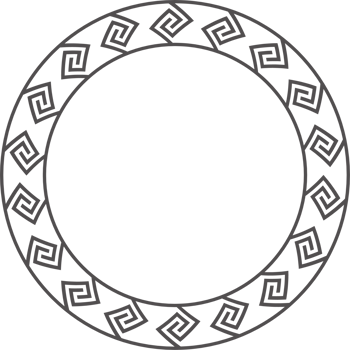 Greek round border. Circle meander frame with ancient ornament. Roman Mediterranean pattern decor png