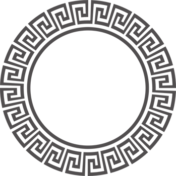 Greek round border. Circle meander frame with ancient ornament. Roman Mediterranean pattern decor png