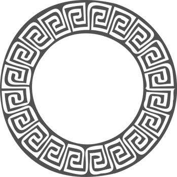 Greek round border. Circle meander frame with ancient ornament. Roman Mediterranean pattern decor png