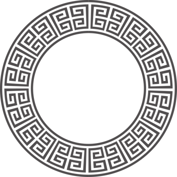 Greek round border. Circle meander frame with ancient ornament. Roman Mediterranean pattern decor png
