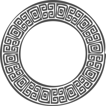 Greek round border. Circle meander frame with ancient ornament. Roman Mediterranean pattern decor png