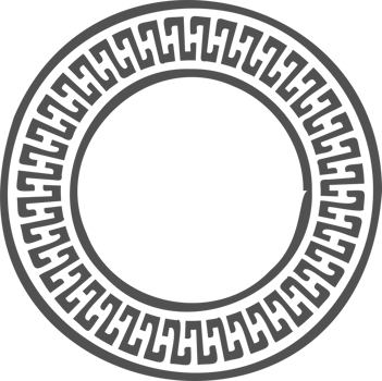 Greek round border. Circle meander frame with ancient ornament. Roman Mediterranean pattern decor png