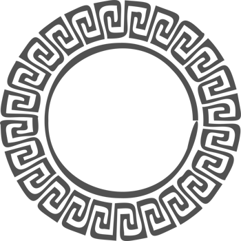 Greek round border. Circle meander frame with ancient ornament. Roman Mediterranean pattern decor png