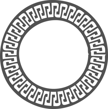 Greek round border. Circle meander frame with ancient ornament. Roman Mediterranean pattern decor png