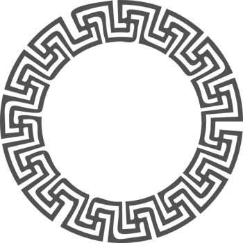 Greek round border. Circle meander frame with ancient ornament. Roman Mediterranean pattern decor png