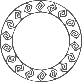 Greek round border. Circle meander frame with ancient ornament. Roman Mediterranean pattern decor png