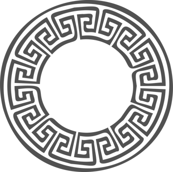 Greek round border. Circle meander frame with ancient ornament. Roman Mediterranean pattern decor png