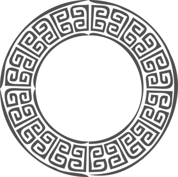 Greek round border. Circle meander frame with ancient ornament. Roman Mediterranean pattern decor png