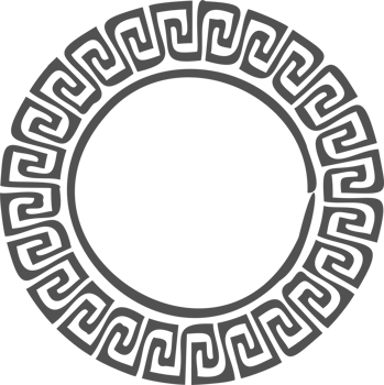 Greek round border. Circle meander frame with ancient ornament. Roman Mediterranean pattern decor png