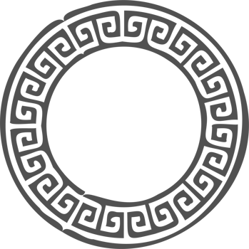 Greek round border. Circle meander frame with ancient ornament. Roman Mediterranean pattern decor png
