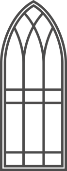 Gothic window outline. Silhouette of vintage stained glass church frame. Element of traditional European architecture png