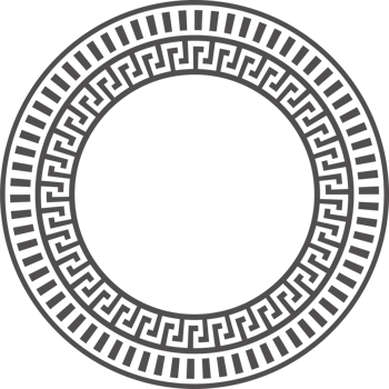 Circle Greek frame. Round meander border. Decoration elements pattern png