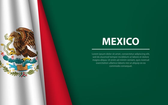 Wave flag of Mexico with copyspace background. vector