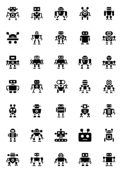 Glyph icons for Robot. vector
