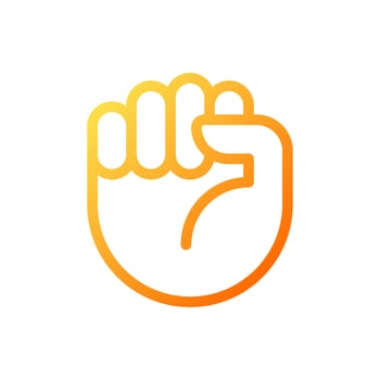 Riot fist pixel perfect gradient linear vector icon. Protests and fighting. Hand gesture. Social issue. Thin line color symbol. Modern style pictogram. Vector isolated outline drawing