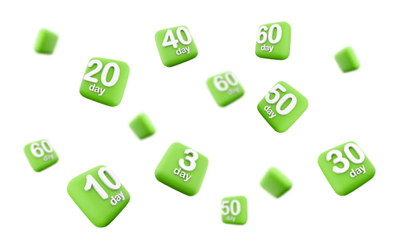 3d rendering 50 days to go different positions icon set. 3d render Countdown of days and time icon set. png