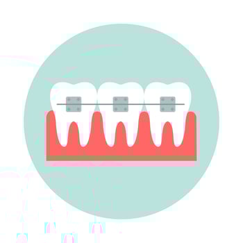 Tooth braces. Medical treatment. Smile Badge. Gum Health. vector