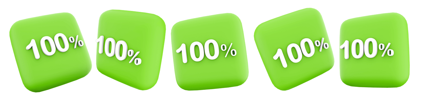 3d rendering 100 percent different positions icon set. 3d render price reduction up to one hundred percent of the cost icon set. 100 percent. png