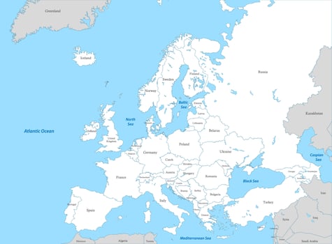 Political map of Europe with borders vector