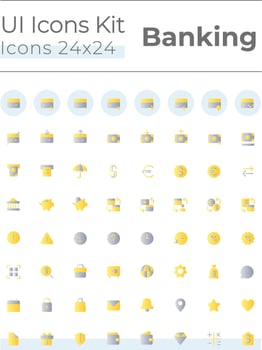 Banking and finance flat gradient color ui icons set. Credit card operations. Money and currency. Vector isolated RGB pictograms. GUI, UX design for web, mobile