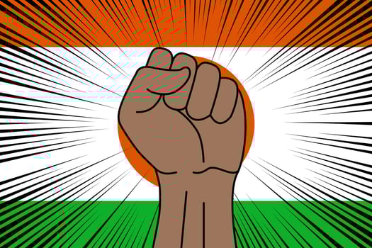 Human fist clenched symbol on flag of Niger vector