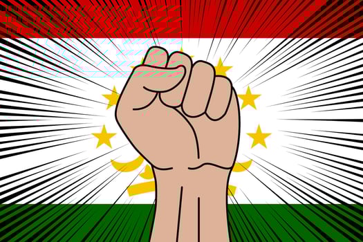 Human fist clenched symbol on flag of Tajikistan vector