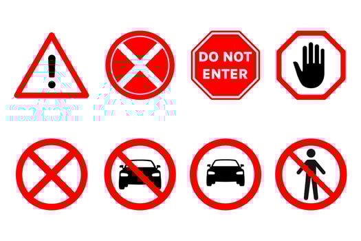 Collection of prohibition signs. Do not enter, Forbidden Icon set flat vector illustration