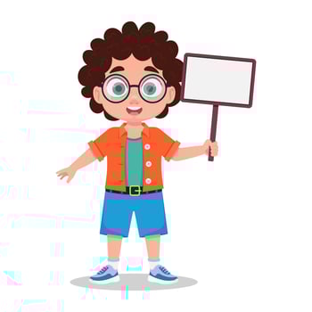 Cute boy with a sign in his hand vector