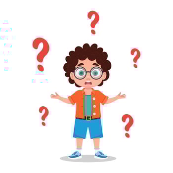 Cute boy asks a question, vector illustration