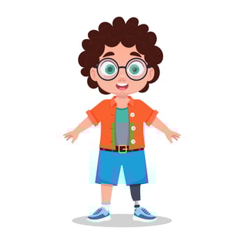 Child with a prosthetic leg vector