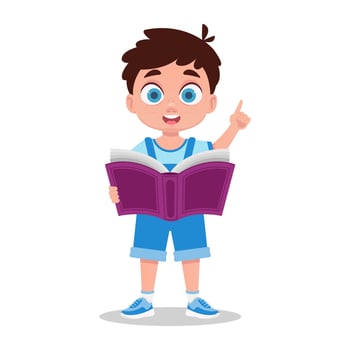 Cute child teaches, vector illustration