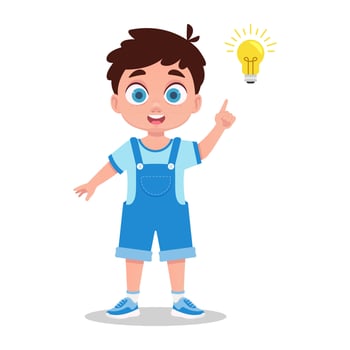 The boy had an idea. Vector illustration