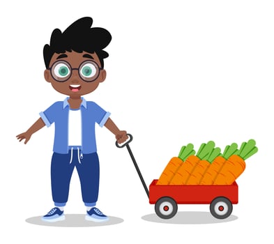 Child with carrot harvest vector