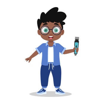 Cute hairdresser boy. vector illustration