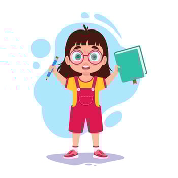 Girl with notebook and pen in hand vector