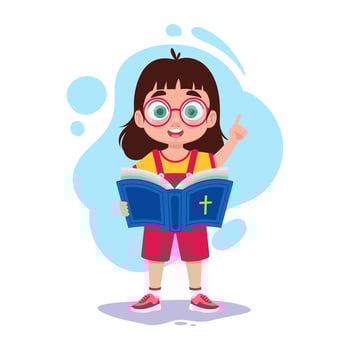 Preacher girl reading the bible vector