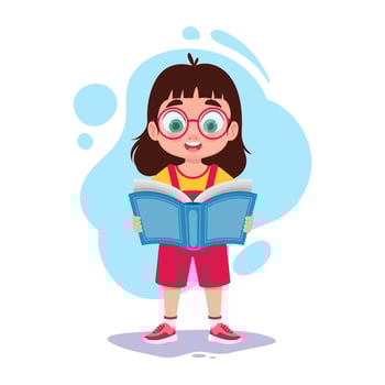 Child reads a book vector