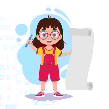 Girl holding a large piece of paper vector