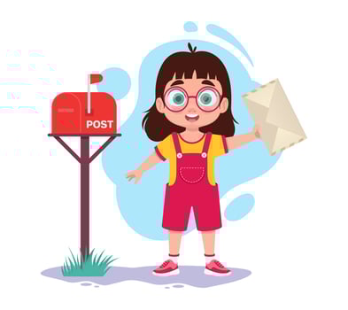 Cute child sends an envelope vector